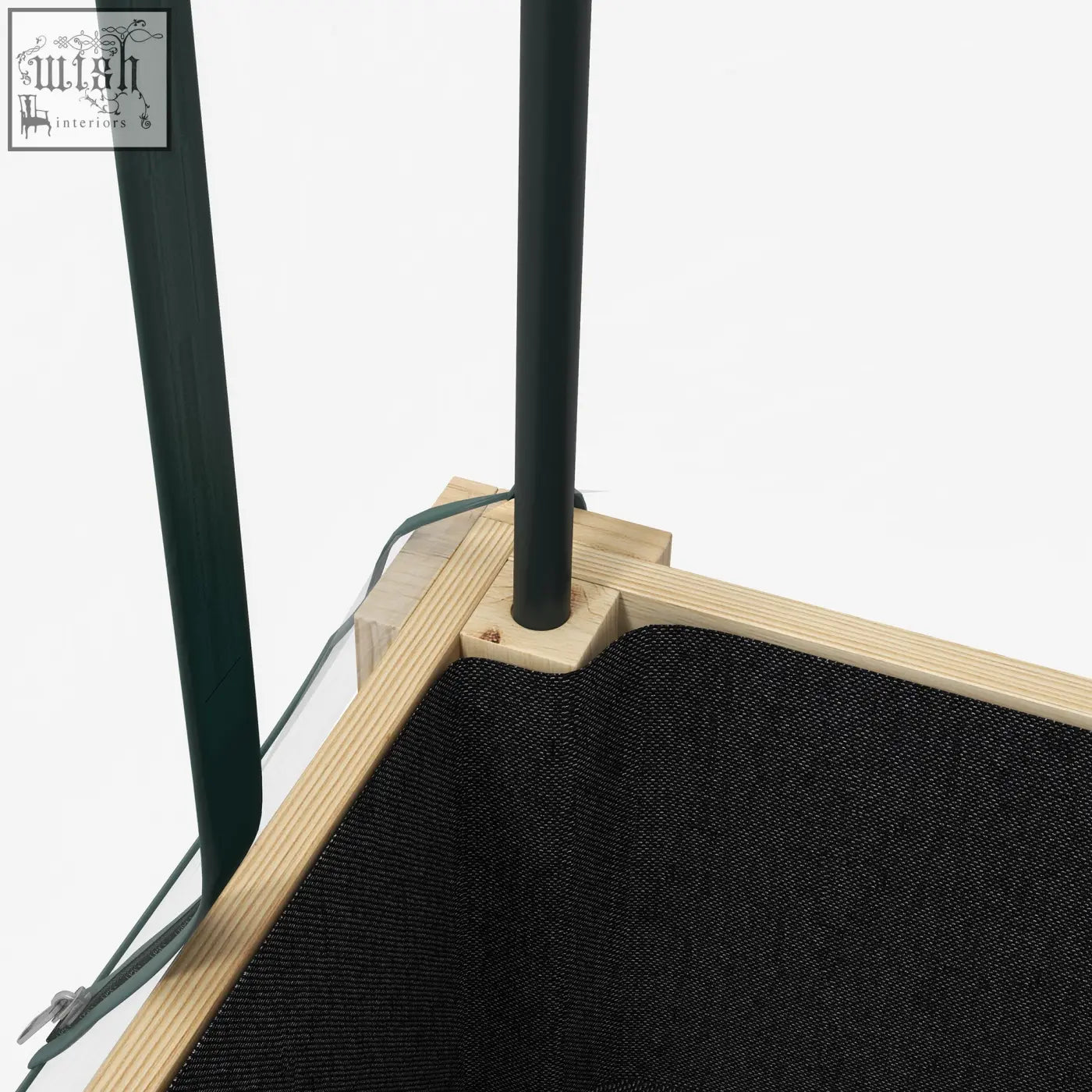 Outsunny raised garden bed with black mesh fabric, light wooden base, and dark green metal poles for planting herbs and flowers