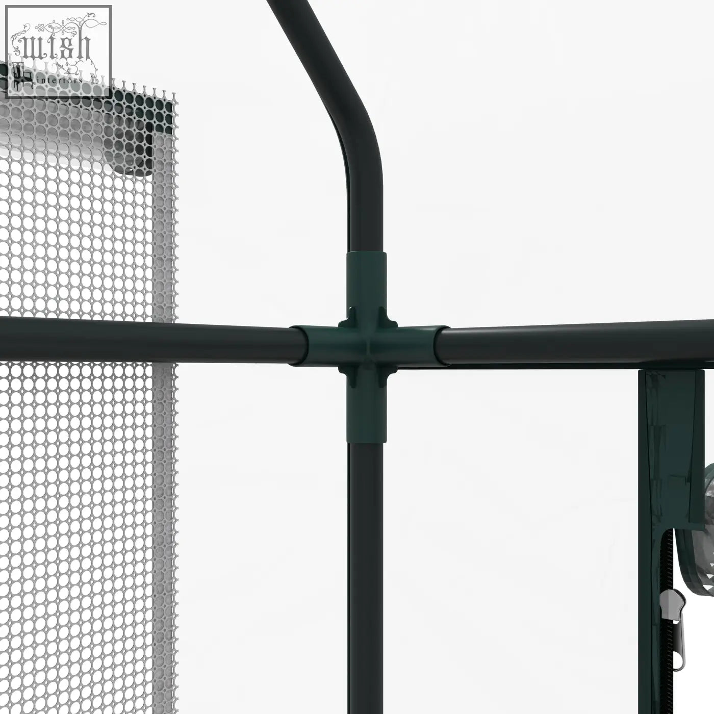 Dark green metal frame with hexagonal mesh panel on outsunny raised garden bed wooden base with plastic cover