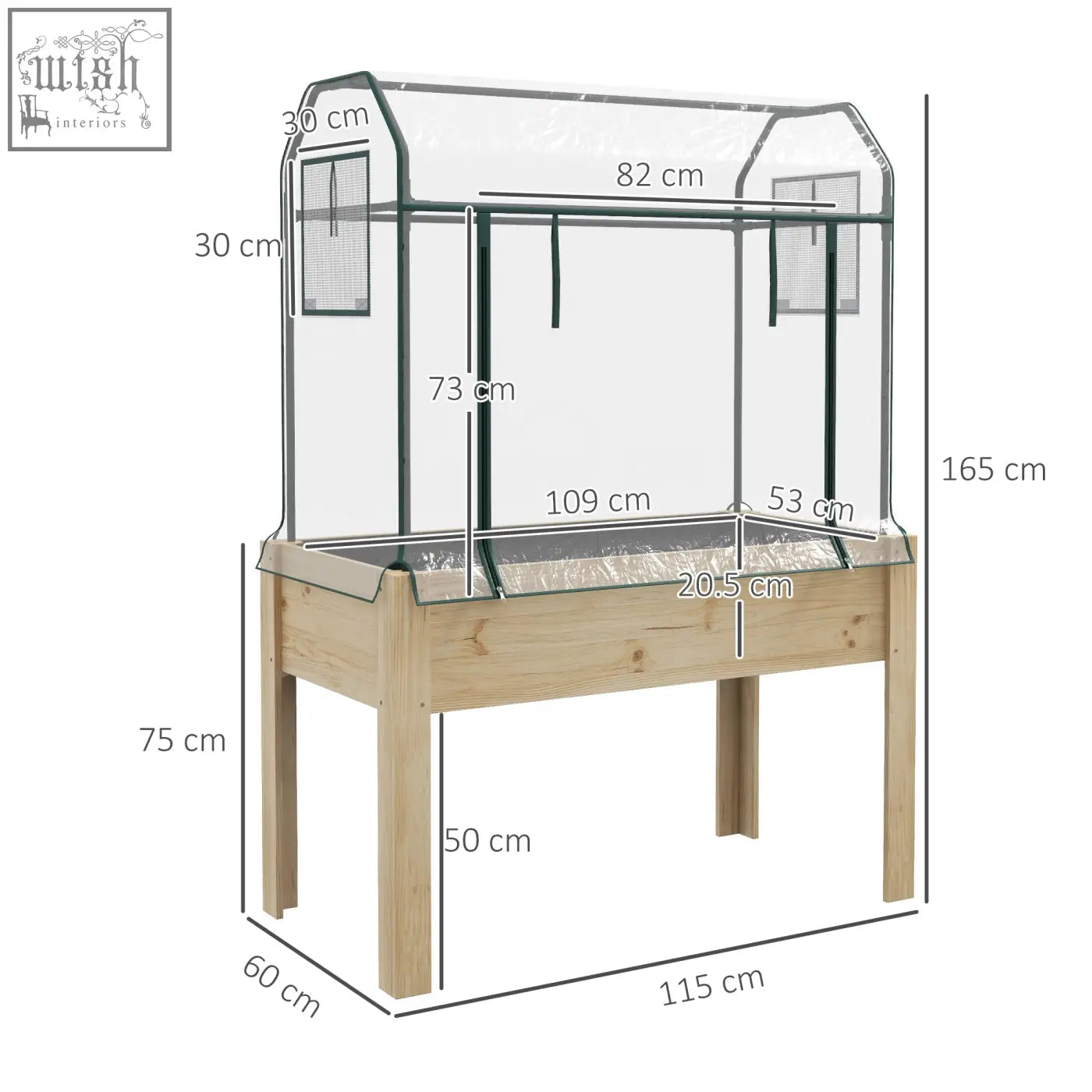 Outsunny wooden planter box with clear plastic cover and wooden base raised garden bed for vegetables and herbs