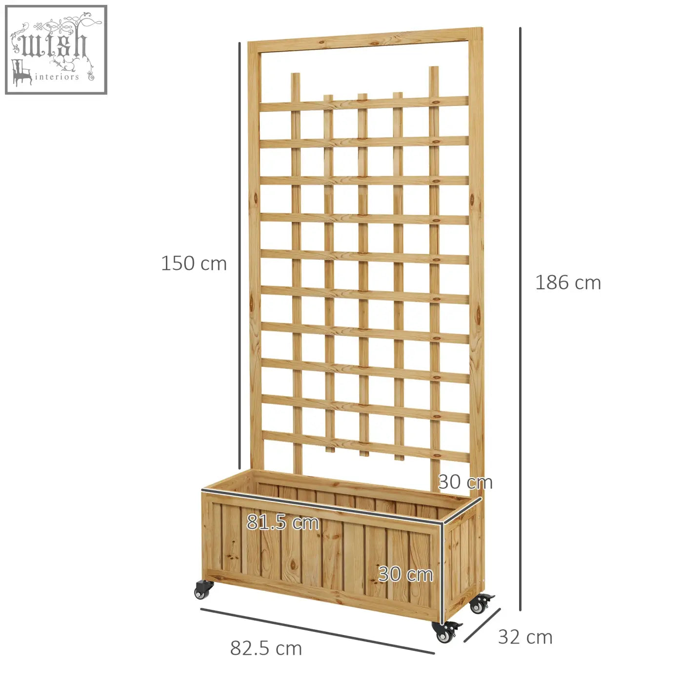 Outsunny light brown wooden raised garden bed with trellis planter box and wheels for growing vegetables herbs and flowers