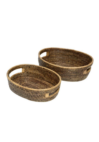 Oval Rattan Basket- Brown