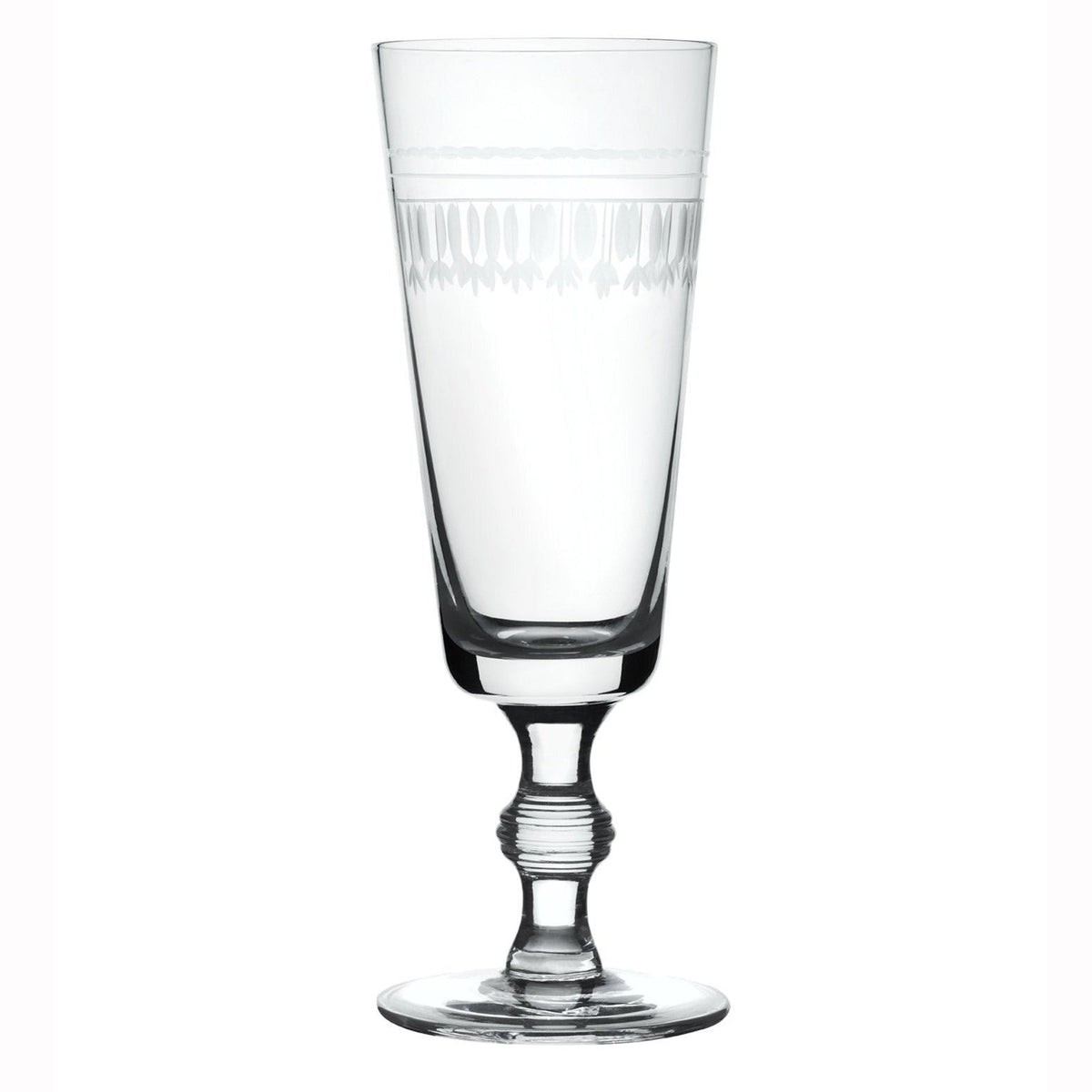 A Set of Four Crystal Champagne Flutes with Ovals Design