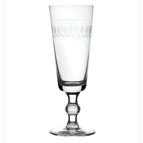 A Set of Four Crystal Champagne Flutes with Ovals Design