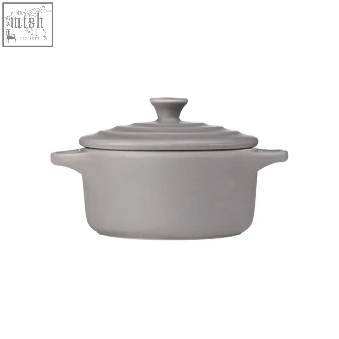 Gray ceramic ovenlove 230ml mini casserole dish with lid and side handles perfect for baking and serving