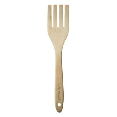 Ovenlove beechwood fork light wooden fork with four tines and cuisinart engraving on rounded handle