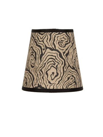 Beige and black wood-grain patterned oysters monochrome lampshade with sleek tapered design for stylish lighting