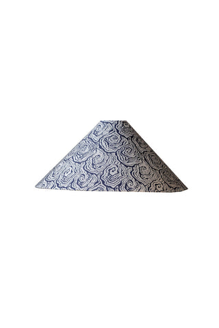 Large oysters monochrome tapered cone lampshade with dark blue rose motifs on light gray fabric cone lampshade