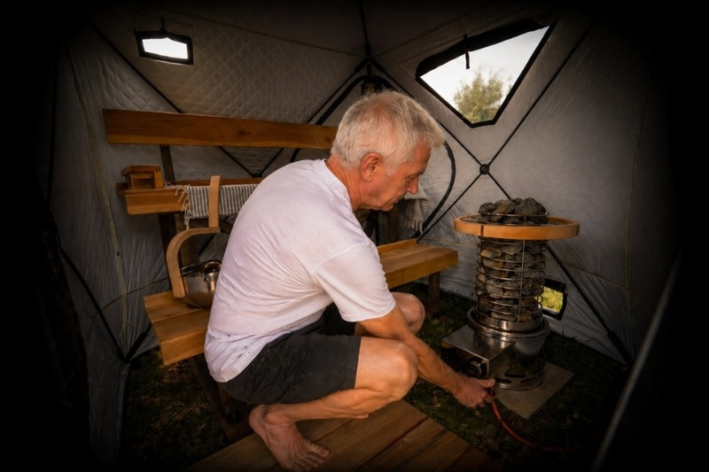 Premium Portable Sauna Tent — Pop-Up Gas Sauna, 2-4 Person, Connectable | FinSteam Fritid X