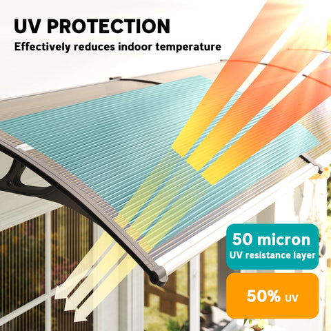 Outsunny Front Door Canopy, Outdoor Awning, Rain Shelter, 303 x 96cm , Brown