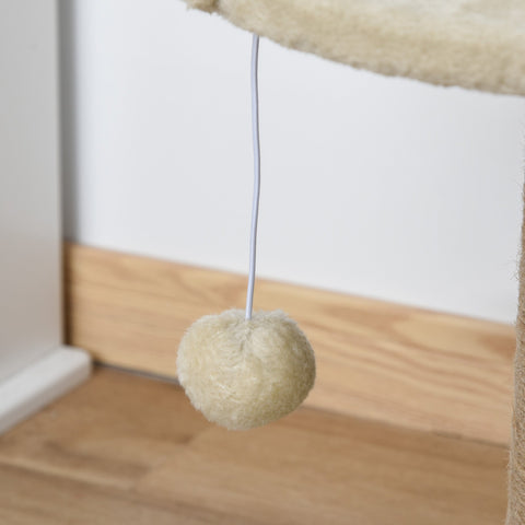 PawHut Cat Tree Cat Scratching Post for Indoor Cats Kitten Play Tower Activity Centre Climbing Stand with Dangling Ball Beige