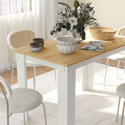 HOMCOM Dining Table for 4-6 People, Kitchen Table with Wood Effect for Dining Room, Oak and White