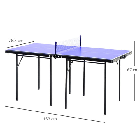 HOMCOM Folding 5ft Mini Compact Table Tennis Top Ping Pong Table Set Professional Net Games Sports Training Play Blue