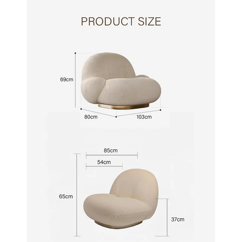 Pacha Swivel Boucle Armchair With Armrest White