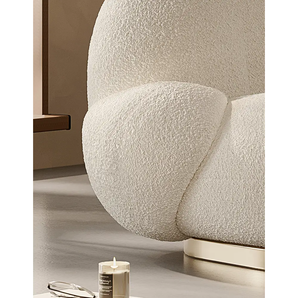Pacha Swivel Boucle Armchair With Armrest White