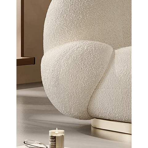 Pacha Swivel Boucle Armchair With Armrest White