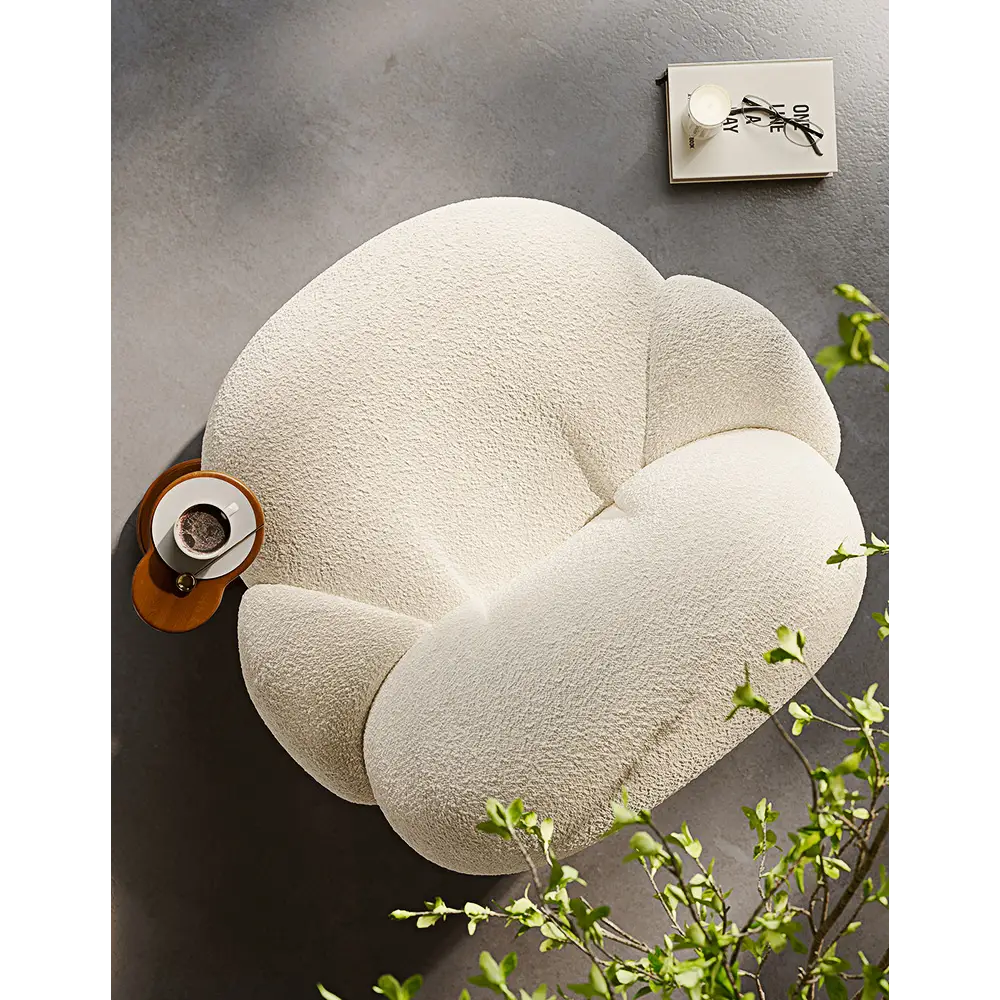 Pacha Swivel Boucle Armchair With Armrest White