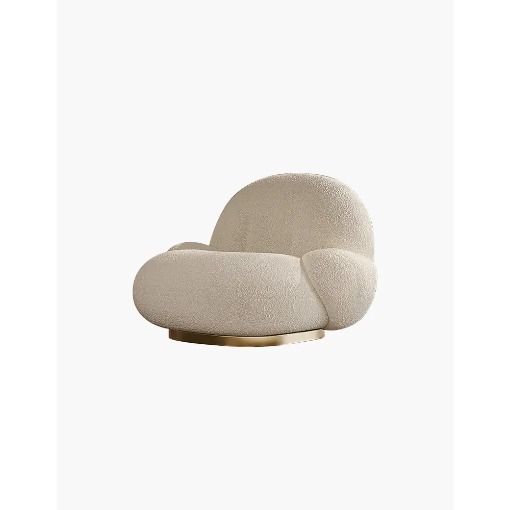 Pacha Swivel Boucle Armchair With Armrest White