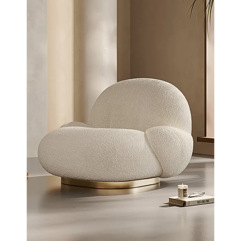 Pacha Swivel Boucle Armchair With Armrest White - With Armrests