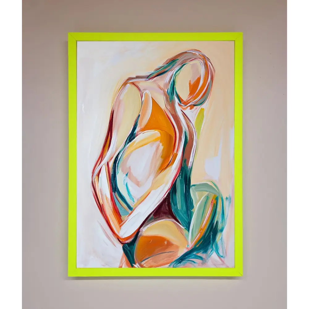 Pain Stroke Embrace Framed Poster - B0 (100 x 141 cm) / Neon Green - Framed Print