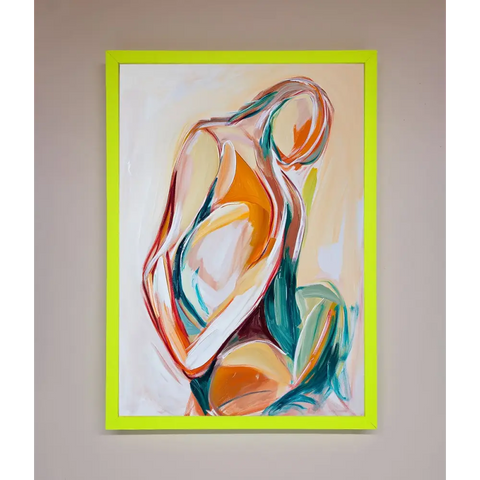 Pain Stroke Embrace Framed Poster - B0 (100 x 141 cm) / Neon Green - Framed Print