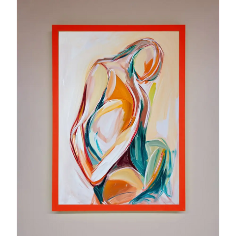 Pain Stroke Embrace Framed Poster - B0 (100 x 141 cm) / Neon Red - Framed Print