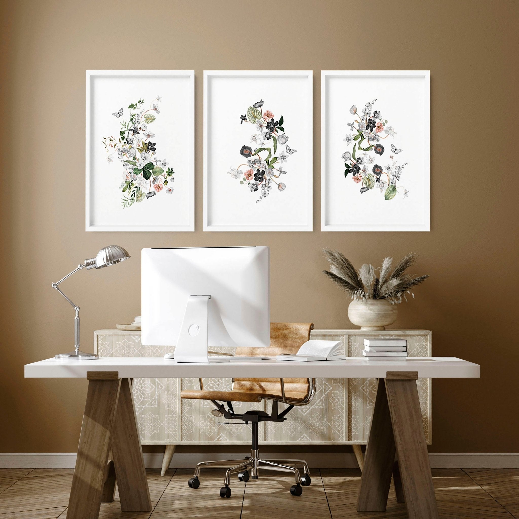 Paintings for home office | set of 3 wall art prints