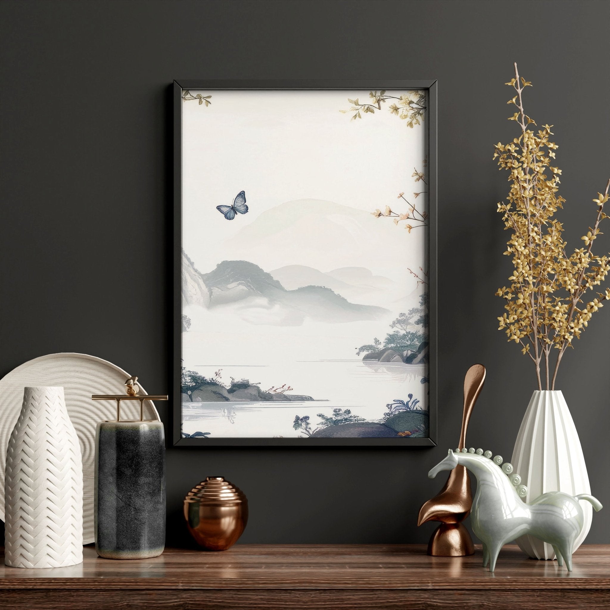 Paintings For Living Room | Set of 3 Chinoiserie Wall art Prints