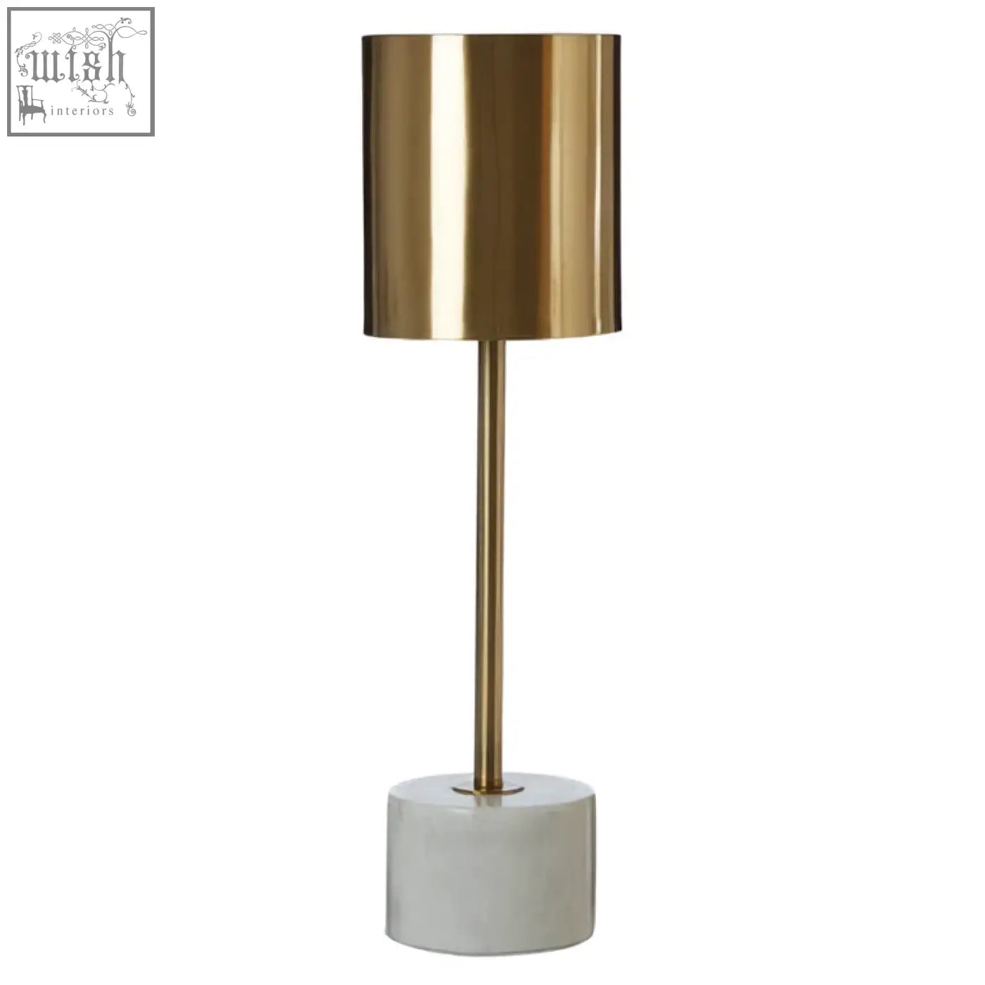 Gold palais table lamp with sleek metallic finish and white marble base featuring a marble base design