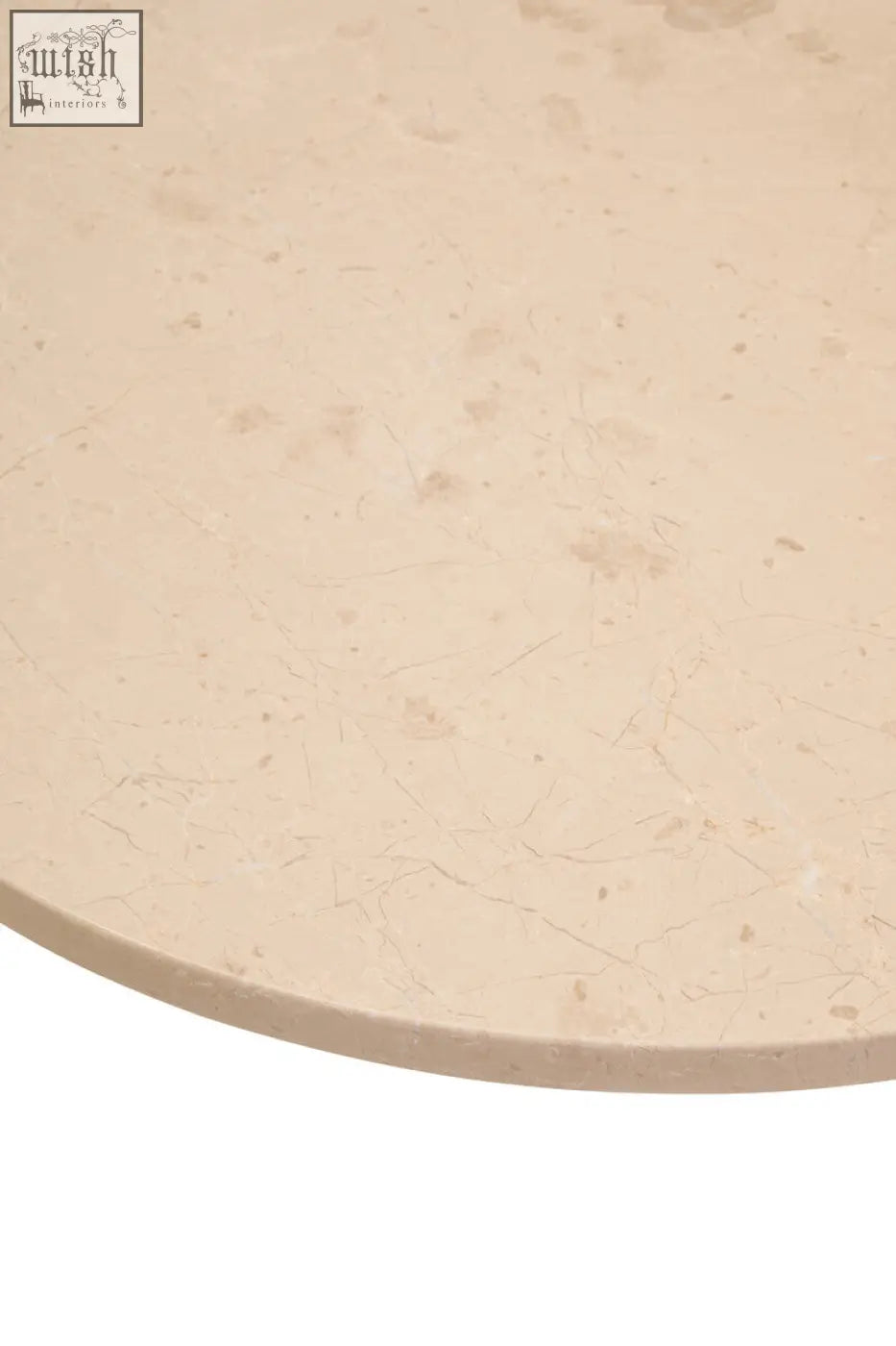 Beige cream marble top with subtle veining and polished finish on palermo round cream marble small coffee table