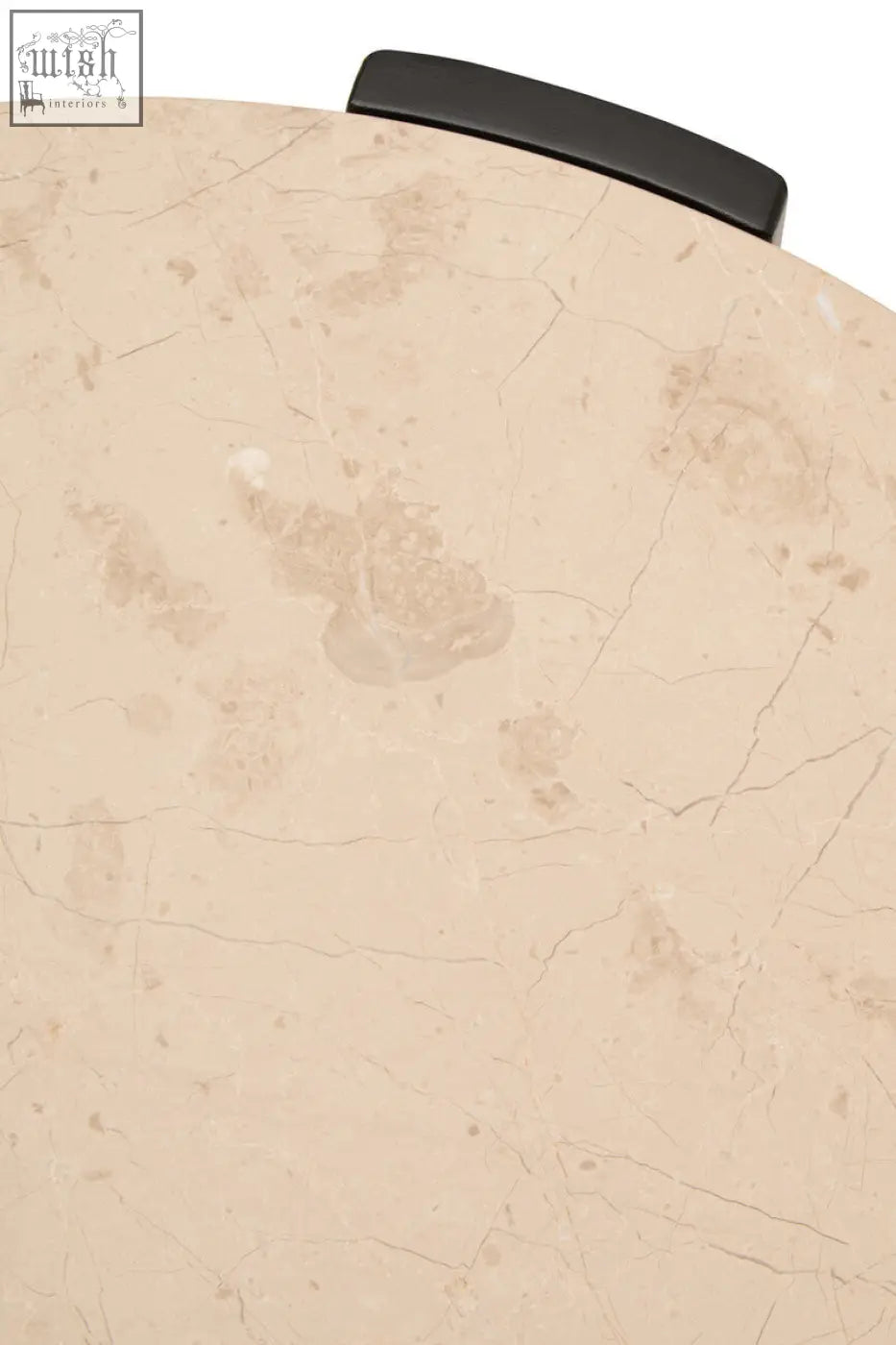 Palermo round cream marble top small coffee table with beige cream marble tabletop and sleek black handle