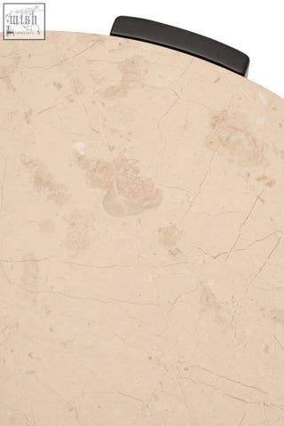 Palermo round cream marble top small coffee table with beige cream marble tabletop and sleek black handle