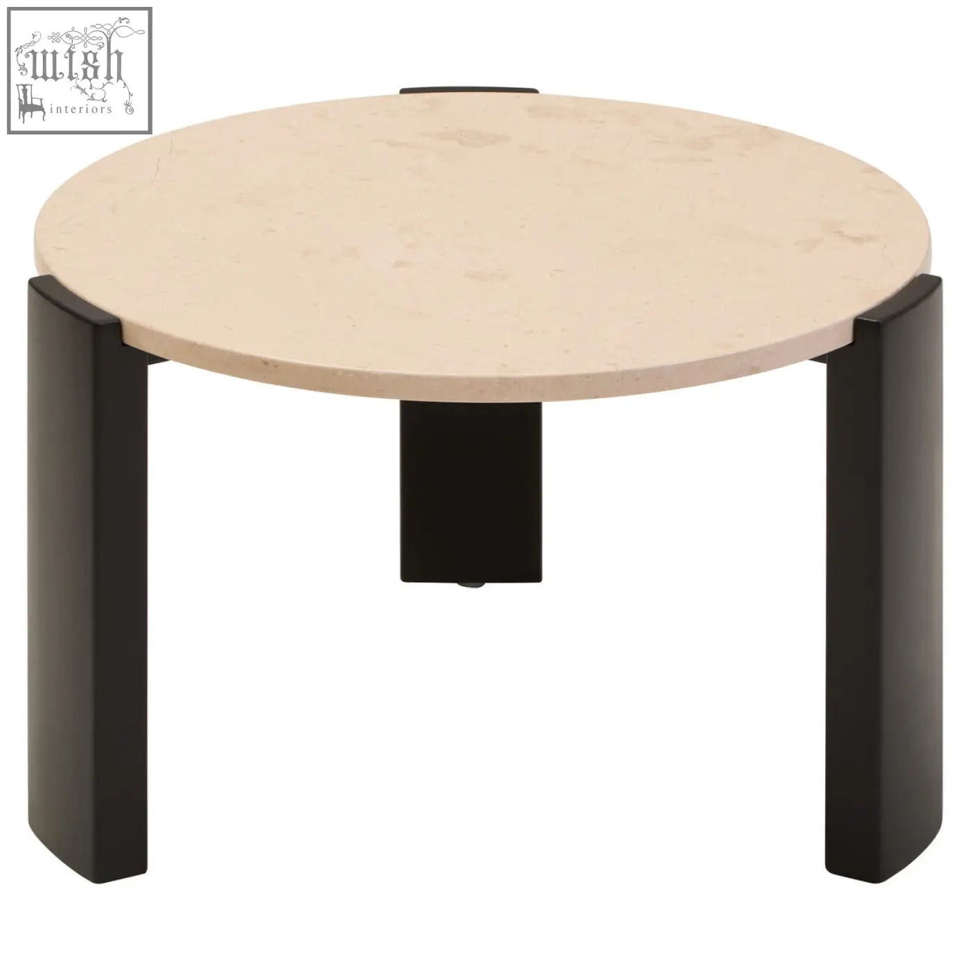 Palermo round cream marble top small coffee table with light beige round cream marble top and black metal legs