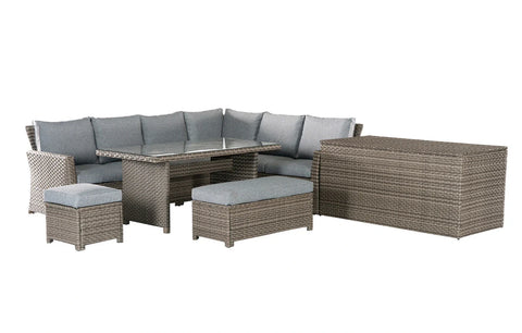 Palma Grey Rattan Garden Lounge Set and Cushion Box Bundle