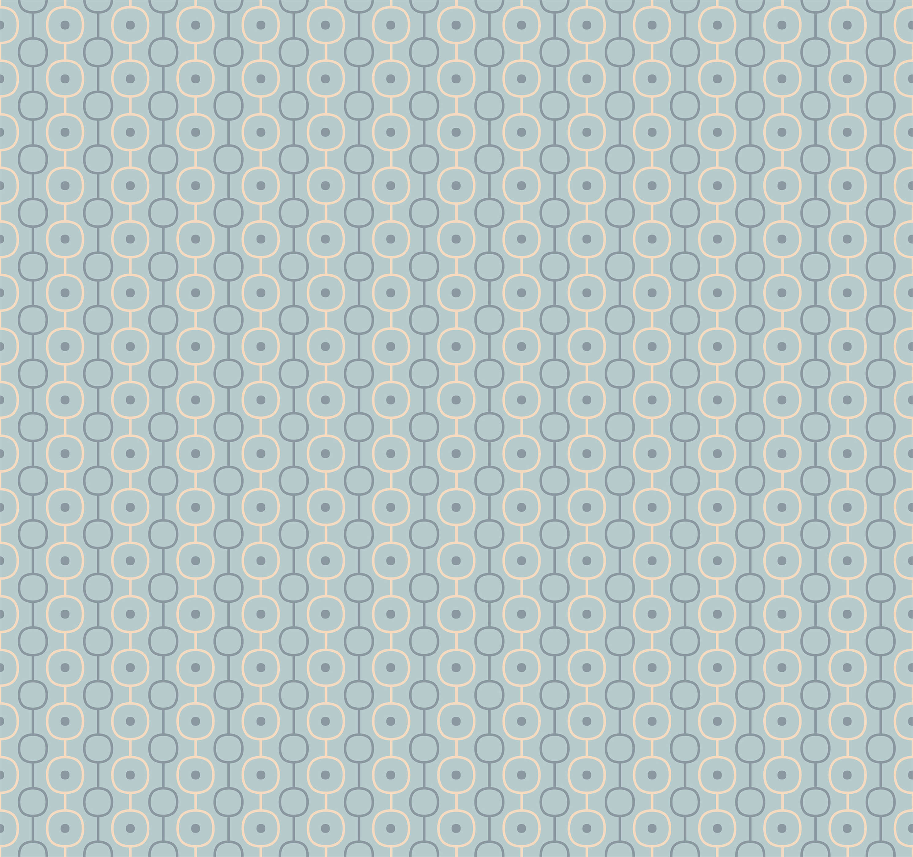 A palna fabric with a repeating geometric pattern of interconnected circles and dots in soft blue beige and gray tones