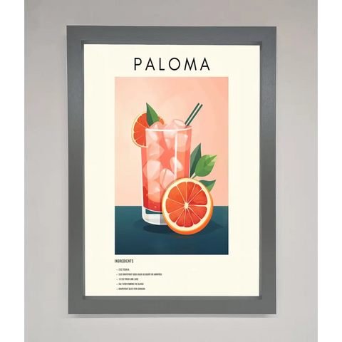 Paloma Cocktail Framed Poster - A3 (29.7 x 42 cm) / Dark Grey - Framed Print