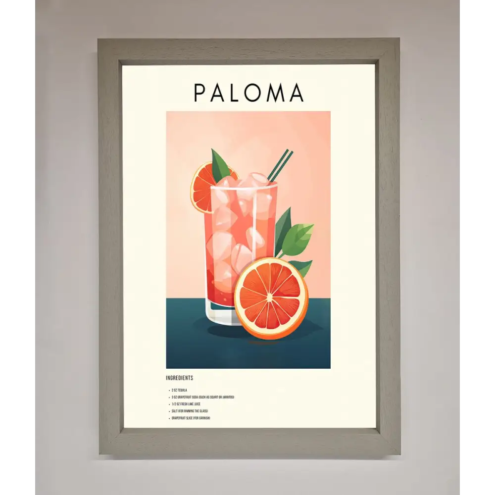 Paloma Cocktail Framed Poster - A3 (29.7 x 42 cm) / Grey - Framed Print