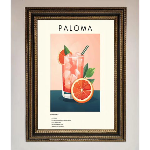 Paloma Cocktail Framed Poster - A3 (29.7 x 42 cm) / Ornate Gold Black - Framed Print