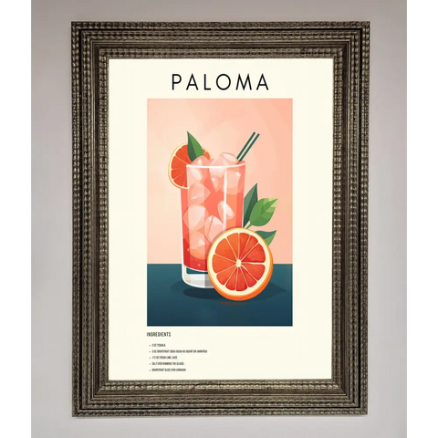 Paloma Cocktail Framed Poster - A3 (29.7 x 42 cm) / Ornate Silver - Framed Print