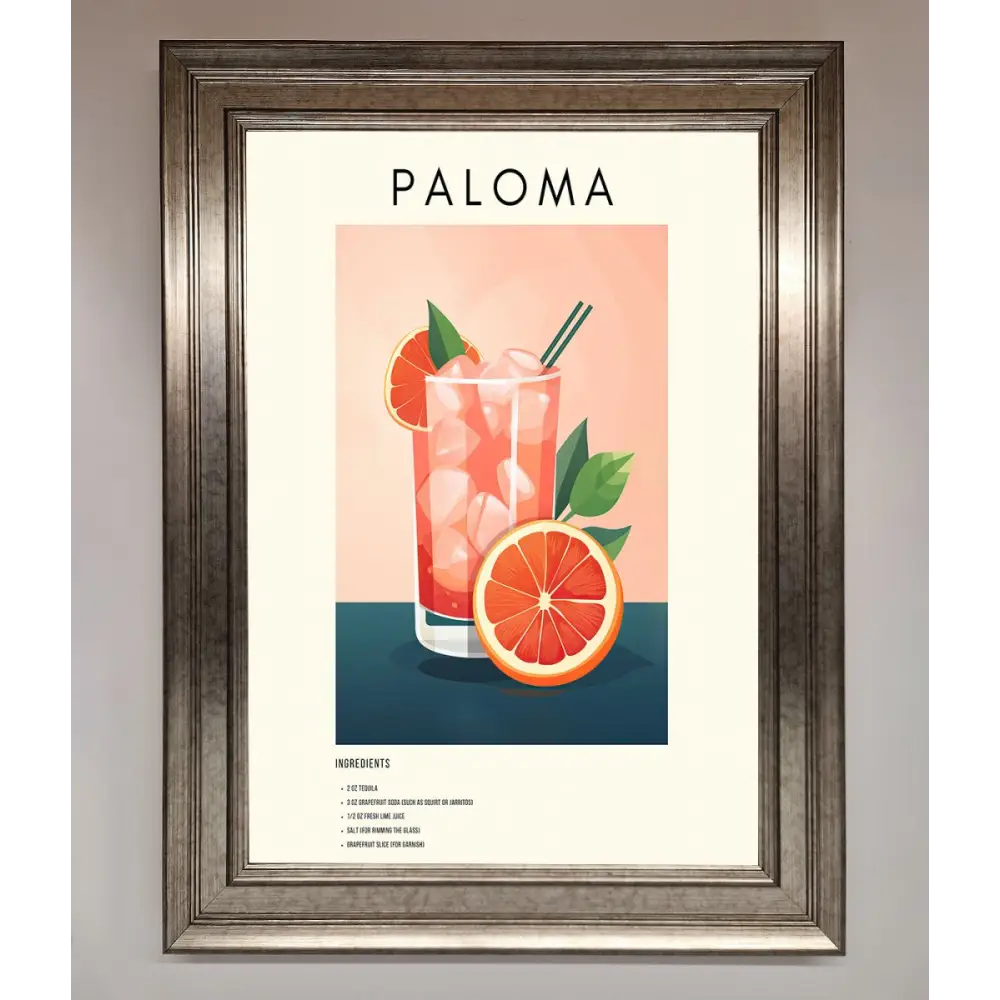Paloma Cocktail Framed Poster - A3 (29.7 x 42 cm) / Silver - Framed Print