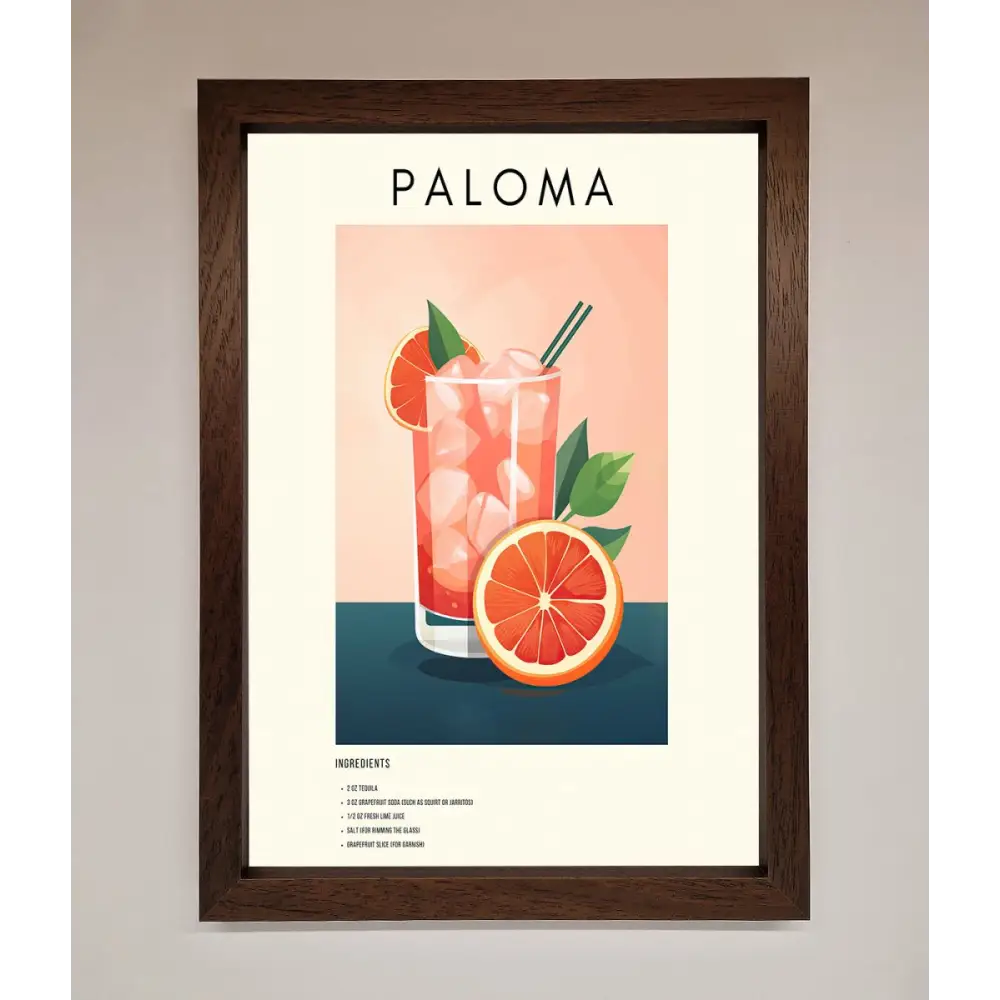 Paloma Cocktail Framed Poster - A3 (29.7 x 42 cm) / Walnut - Framed Print