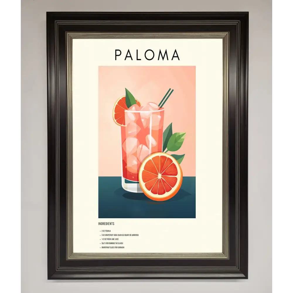 Paloma Cocktail Framed Poster - B0 (100 x 141 cm) / Black Silver - Framed Print