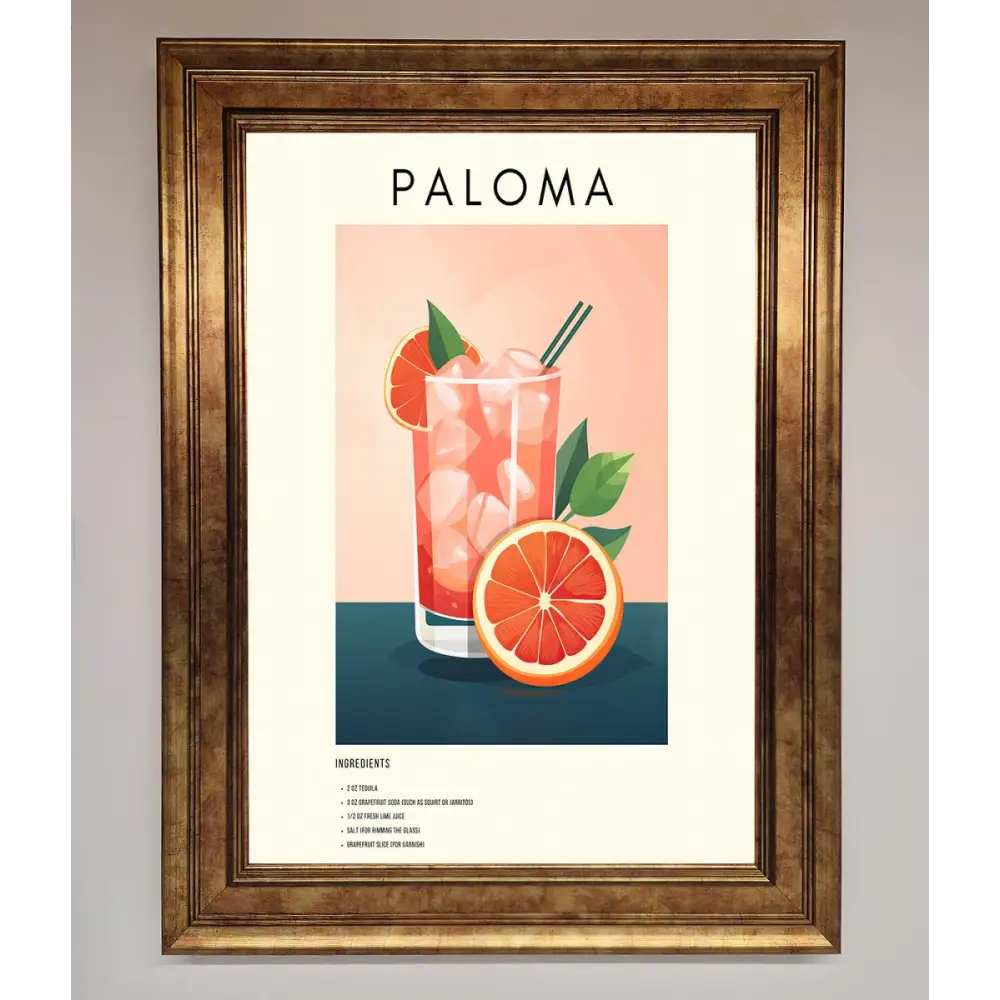 Paloma Cocktail Framed Poster - B0 (100 x 141 cm) / Bronze - Framed Print