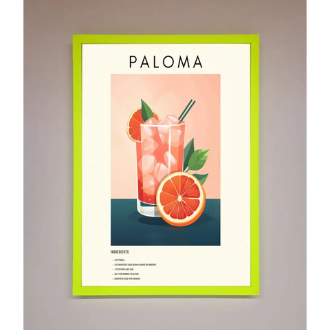 Paloma Cocktail Framed Poster - B0 (100 x 141 cm) / Neon Green - Framed Print