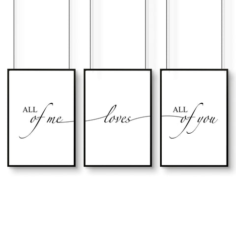 Paper anniversary gift | set of 3 wall art prints for Bedroom