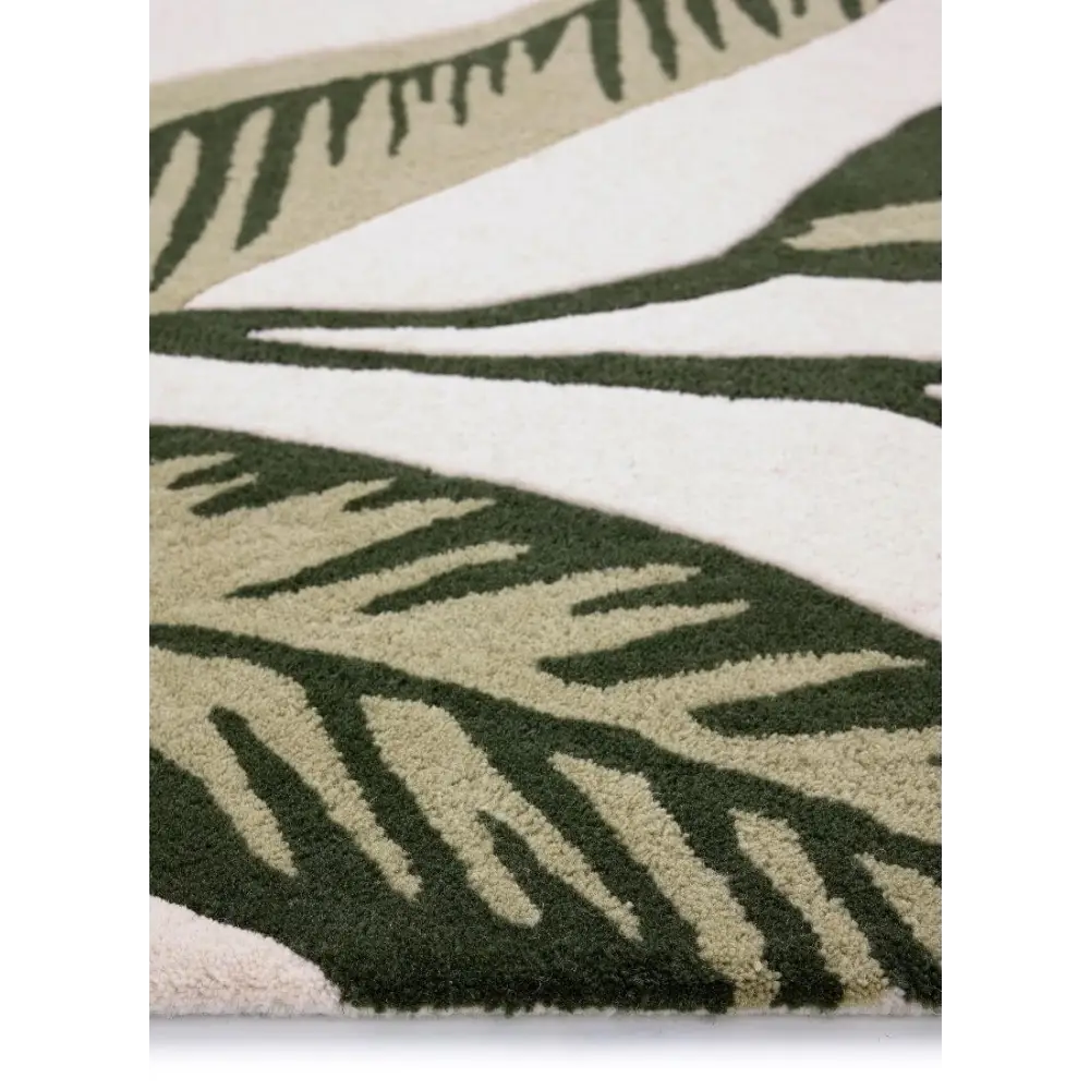 Paradise Leaf Hand-Tufted Wool Rug – Cream/Green - Rugs