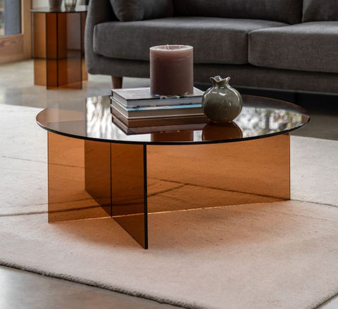 Retro Glass Coffee Table Bronze