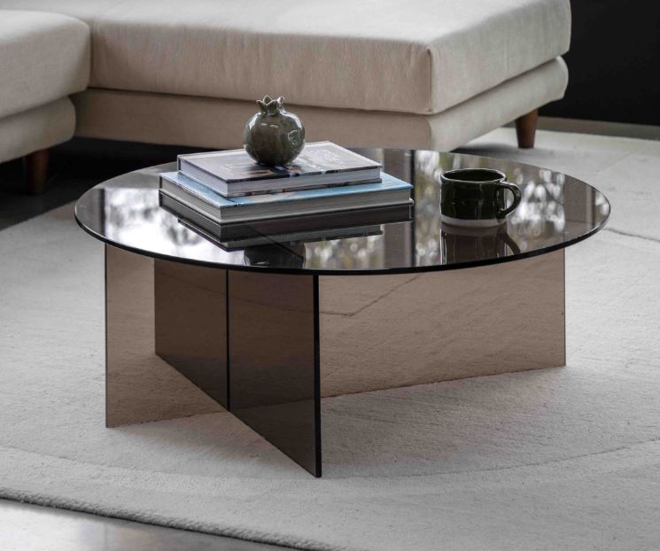 Retro Glass Coffee Table Charcoal