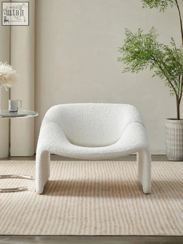 White plush paris wawa boucle armchair with soft textured fabric finish perfect for cozy modern spaces
