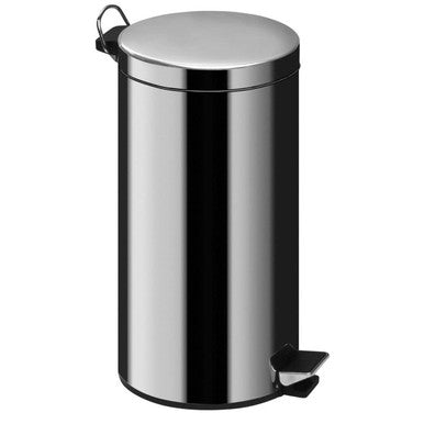 Parker stainless steel 12 litre pedal bin with sleek reflective finish and black plastic foot pedal