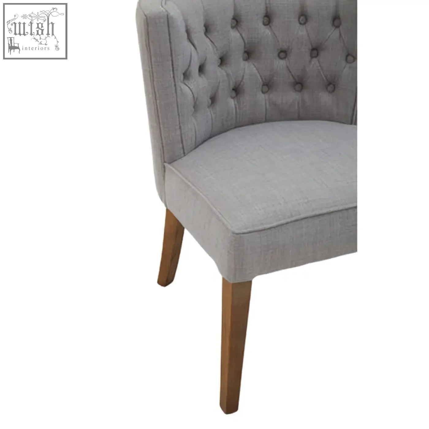 Gray tufted parkside grey fabric curved dining chair with wooden legs for stylish fabric curved dining room seating